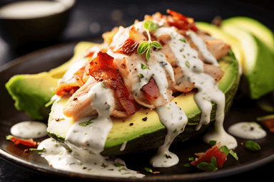 Keto Bacon and Chicken Stuffed Avocados
