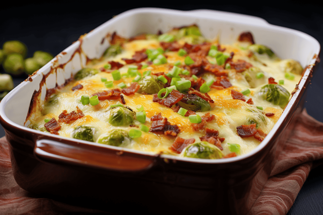 Cheesy Bacon Brussels Sprouts Bake