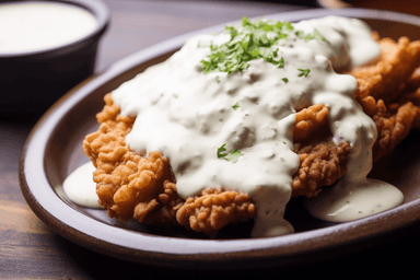 Keto Chicken Fried Steak with Creamy Sausage Gravy