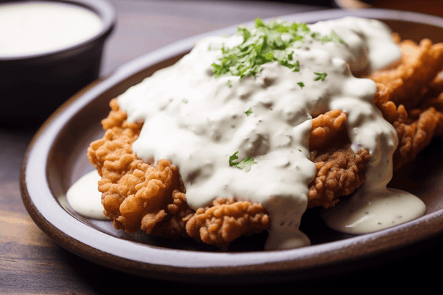 Keto Chicken Fried Steak with Creamy Sausage Gravy
