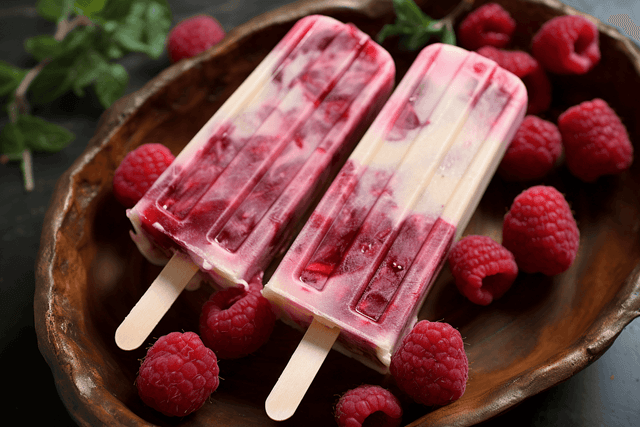 Keto Dairy Free Raspberry & Cream Popsicles