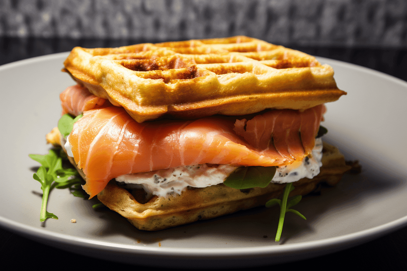 Everything Chaffle with Cream Cheese and Salmon
