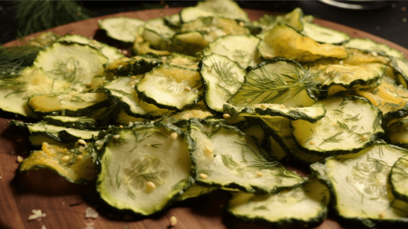 Garlic Dill Baked Cucumber Chips