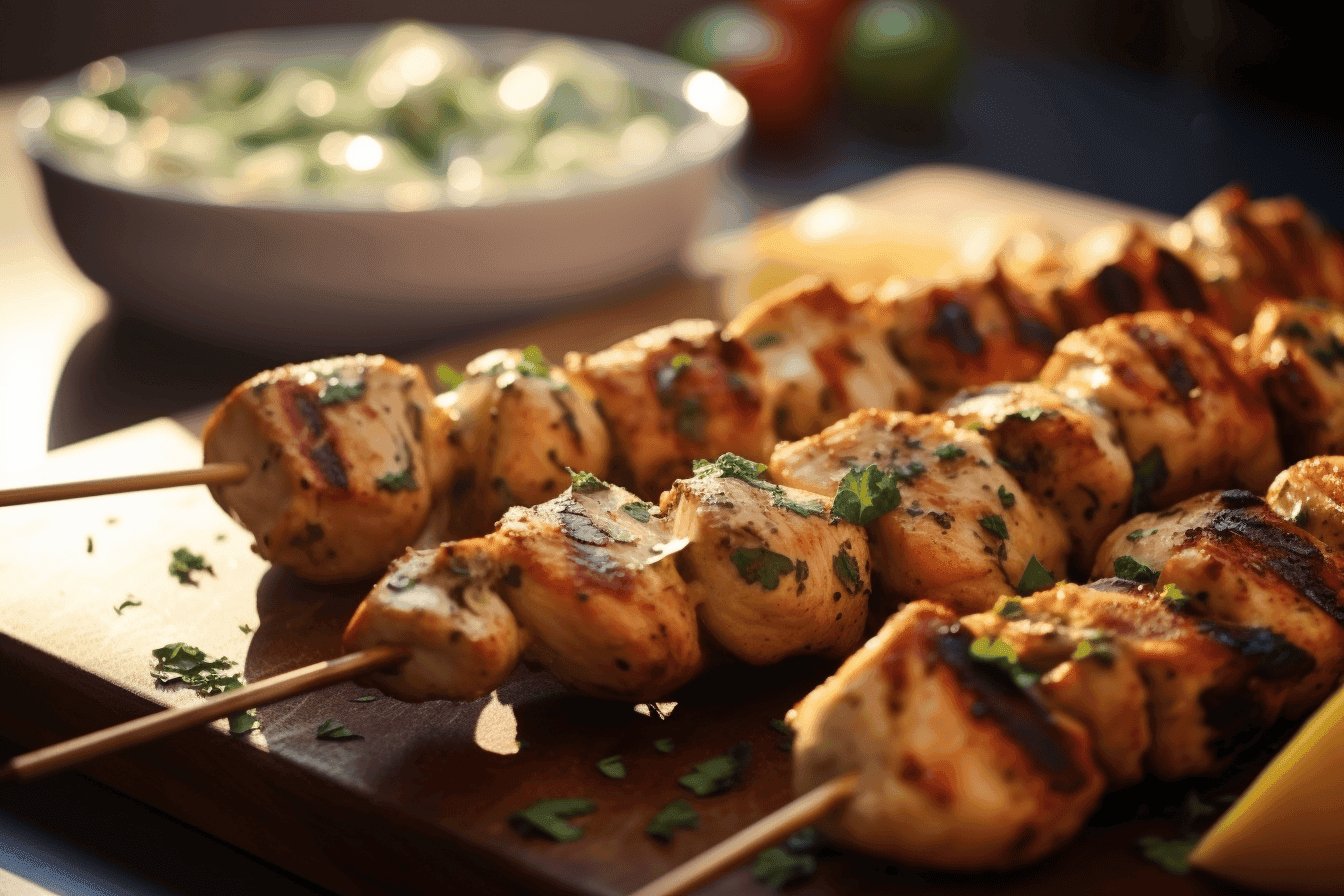 Lemon Chicken Kebabs with Tzatziki Sauce