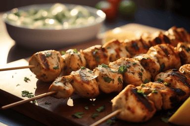 Keto Lemon Chicken Kebabs with Tzatziki Sauce
